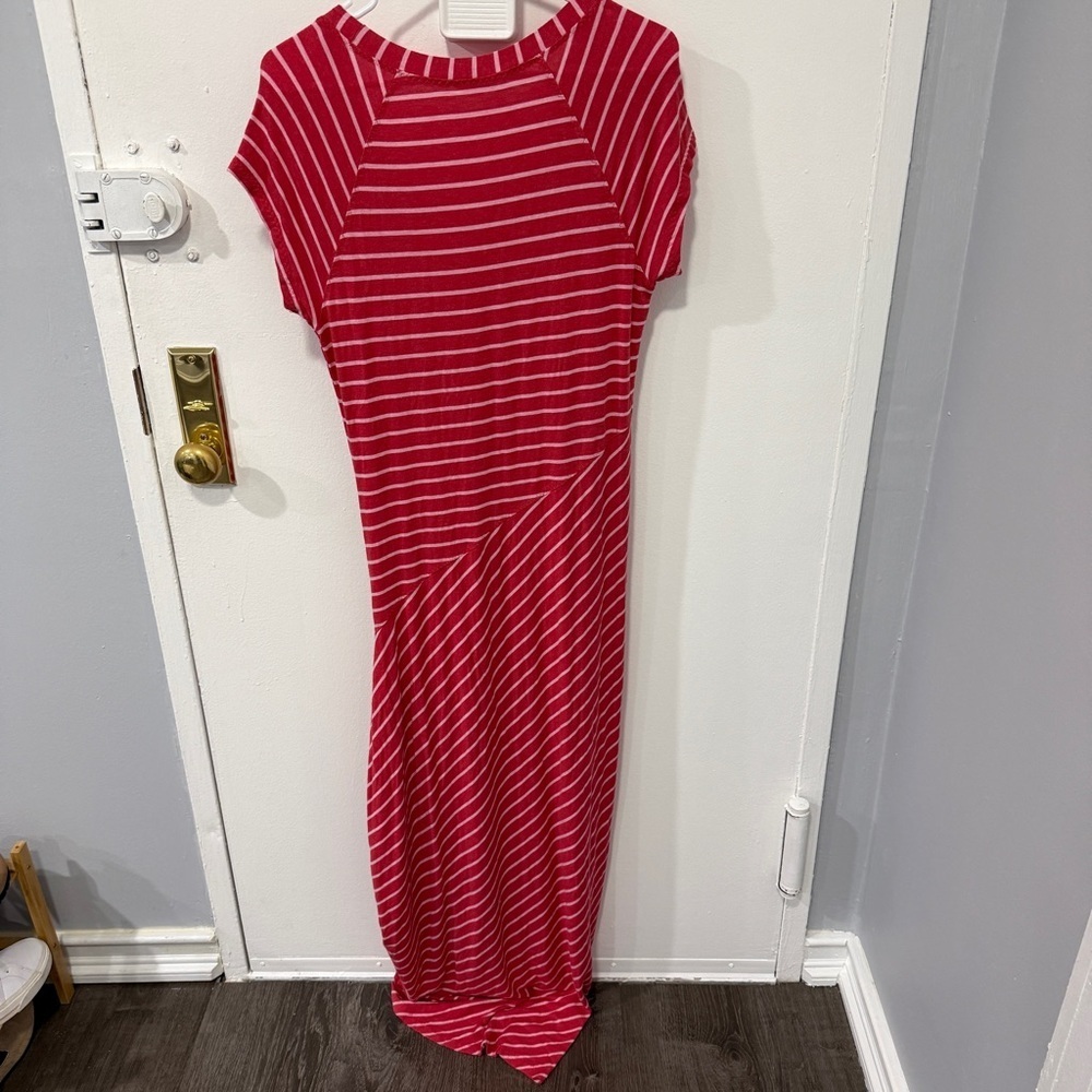 Athleta Red and White Dusty Shark Bite Striped Maxi Dress - Picture 3 of 9